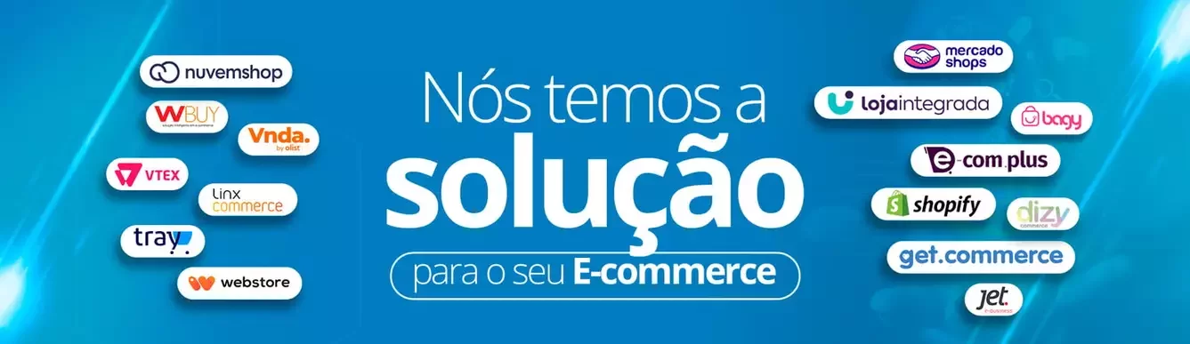 Banner com o logo de todas as plataformas de e-commerce parceiras da MT Soluções